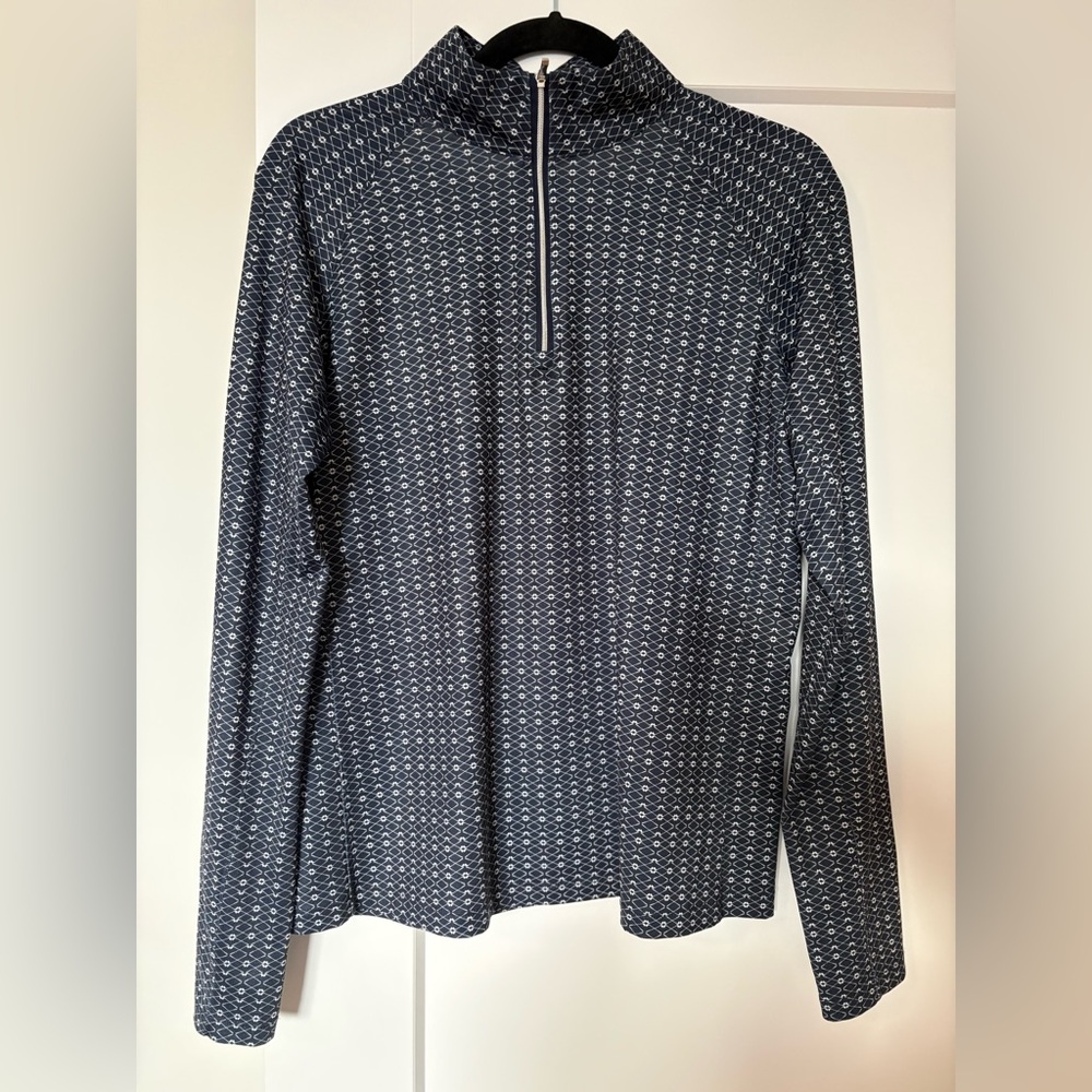 Lady Hagen Navy Quarter-Zip Top with White Diamond Micro Pattern